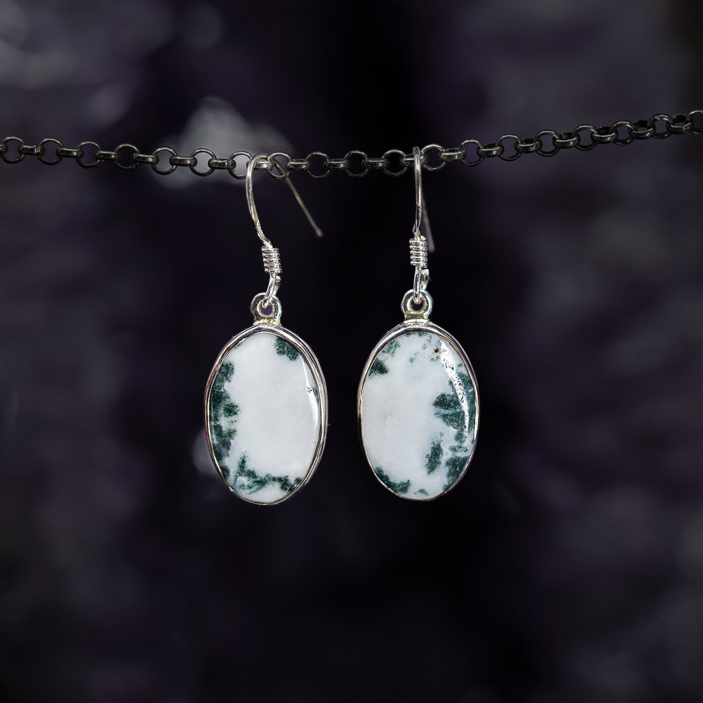 Scenic Moss Agate Dangle Earrings