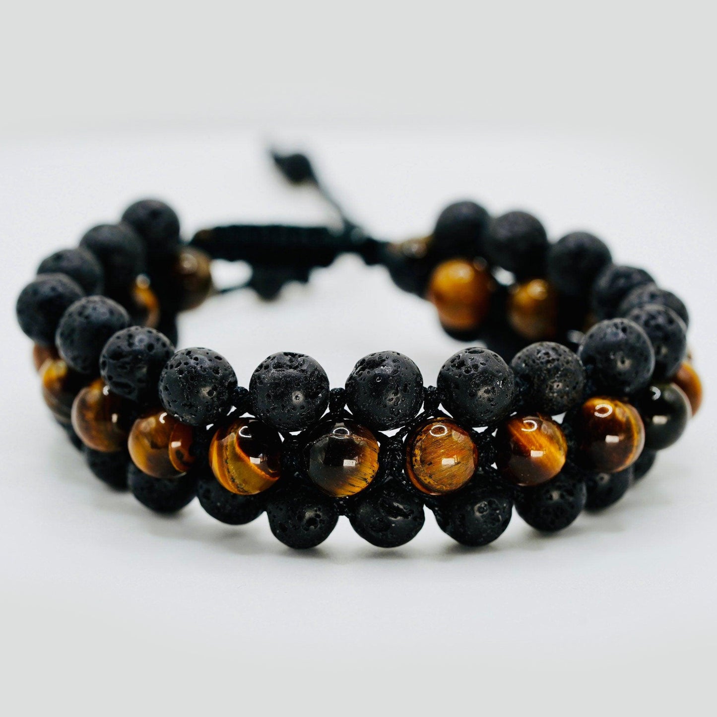Honey Tigers Eye & Lava Stone Bracelet
