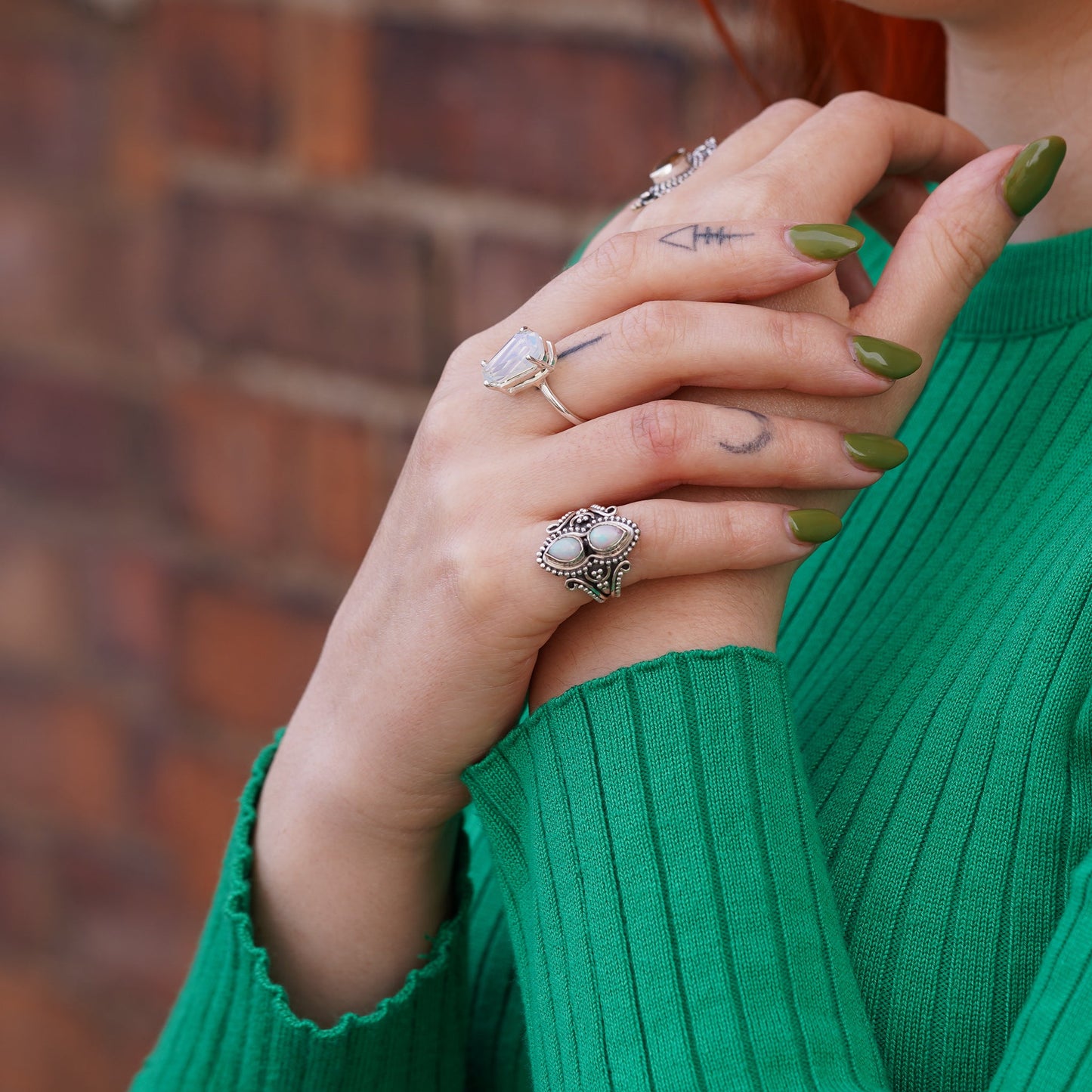 Natural Opal Twin Ring
