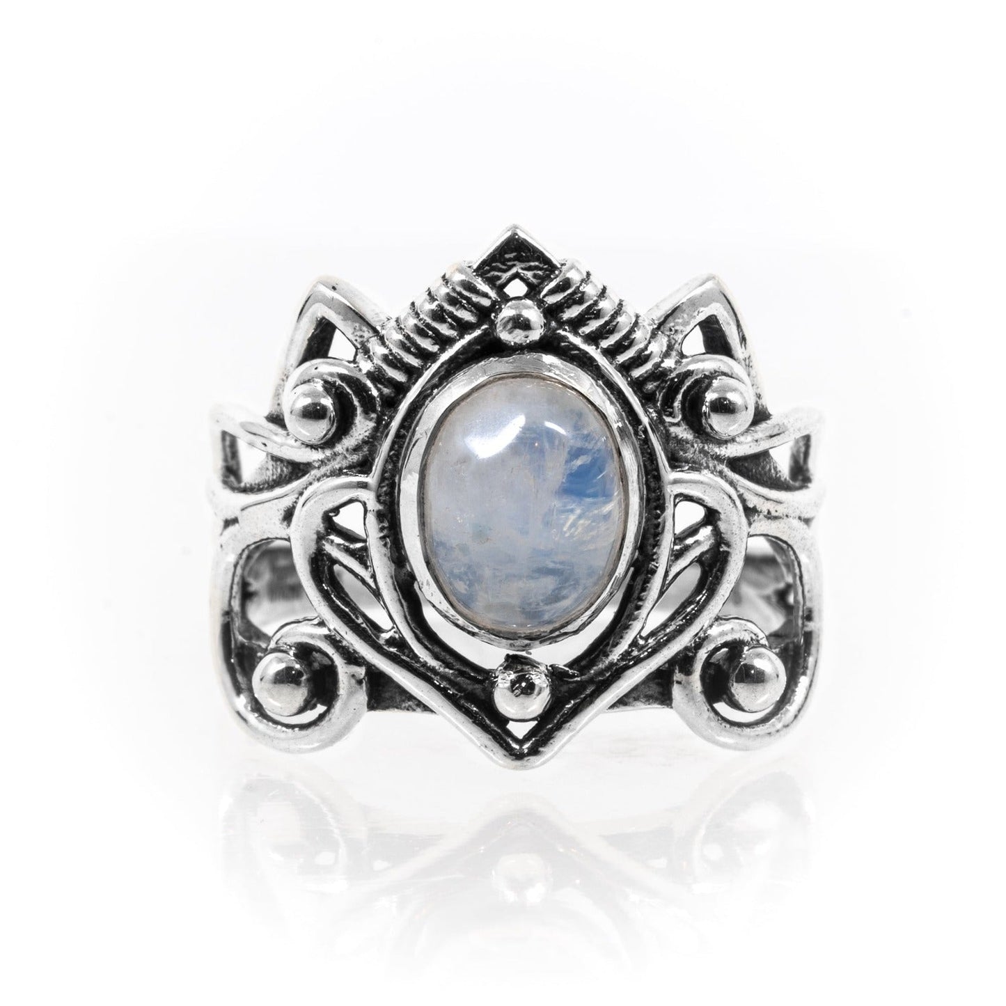 Rainbow Moonstone Witchy Ring
