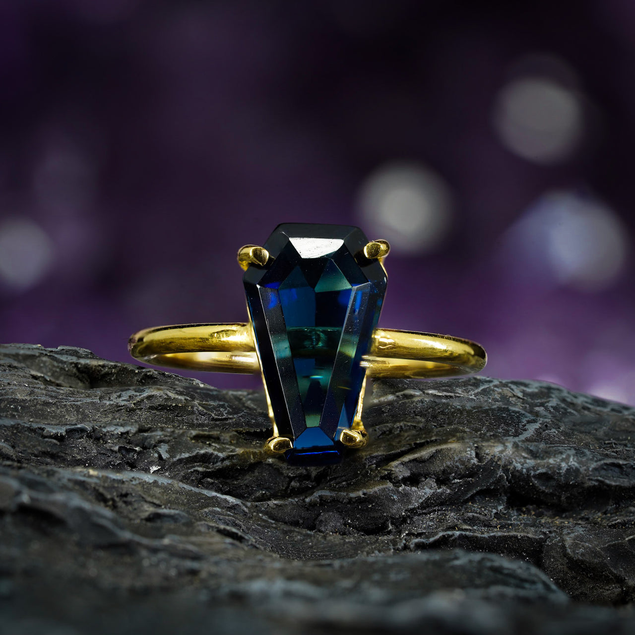 Gemstone Coffin Ring