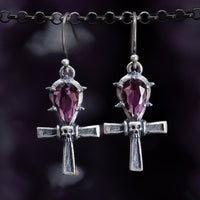 Thumbnail for Ankh Cross Amethyst Earring