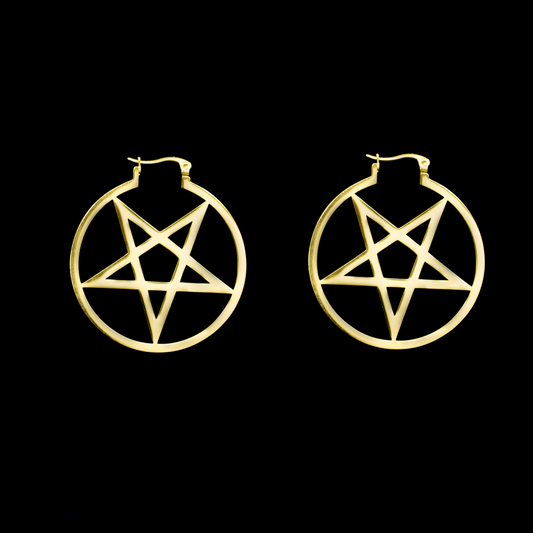 Pentagram Hoop Earrings