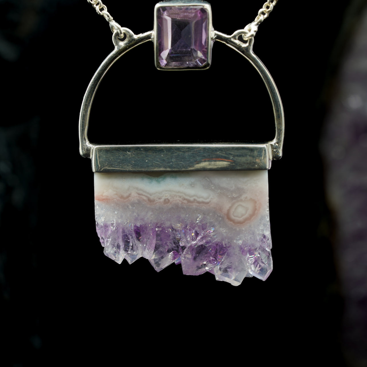 Raw Amethyst Slice Pendant