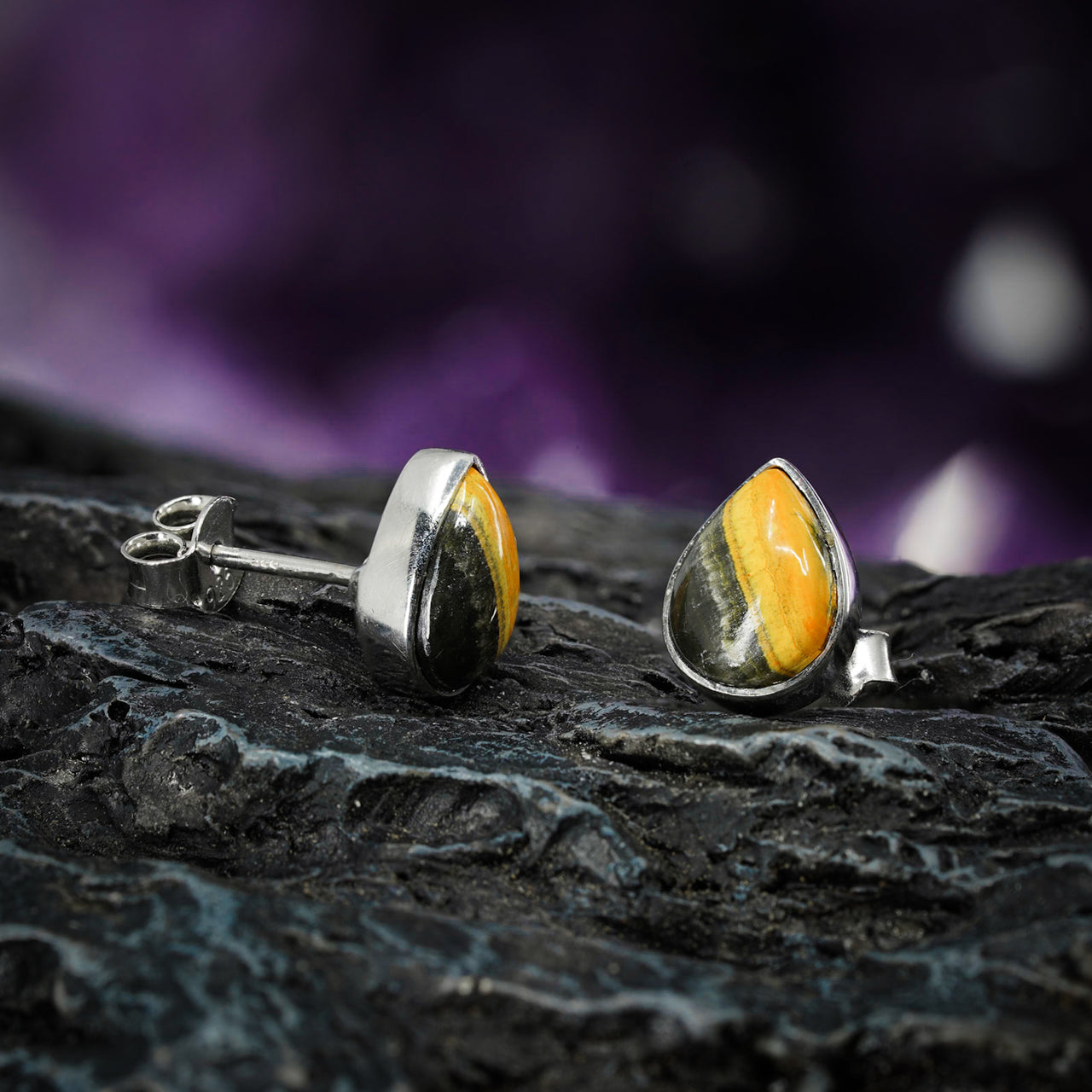 Bumblebee Jasper Stud Earrings