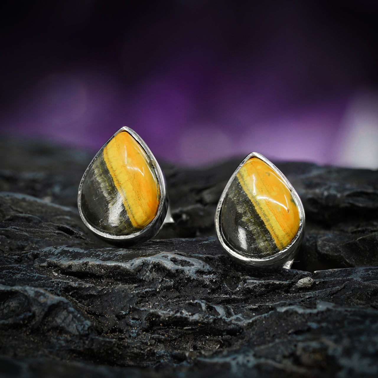 Bumblebee Jasper Stud Earrings