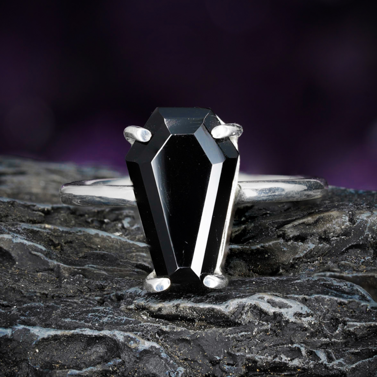 Gemstone Coffin Ring