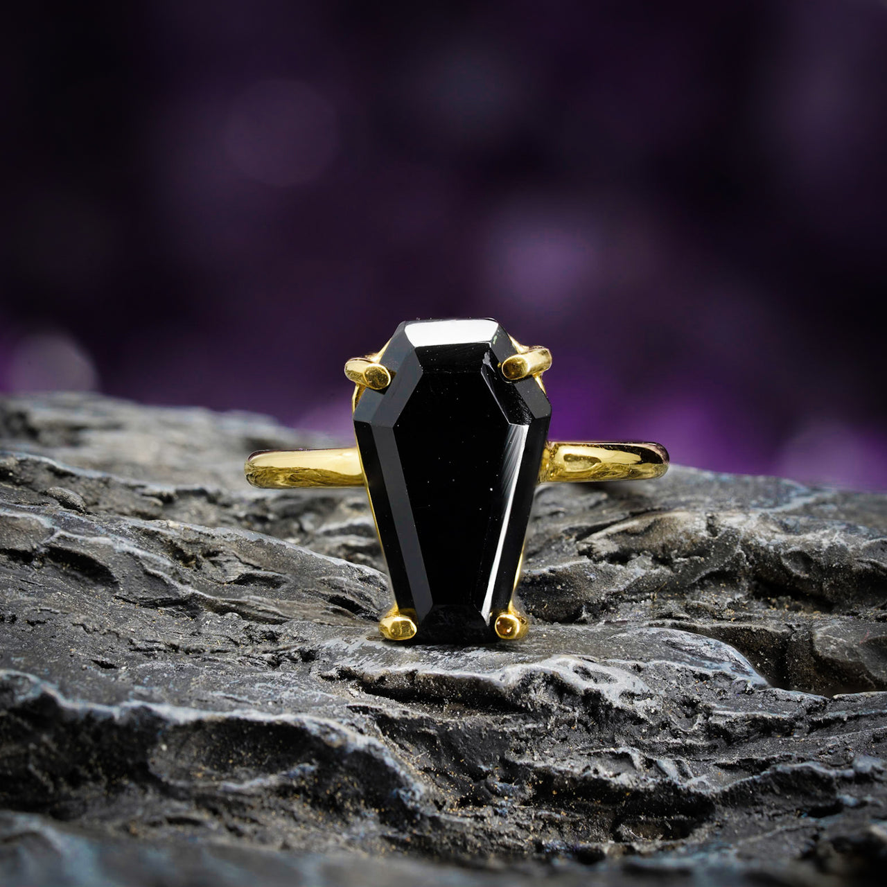 Gemstone Coffin Ring