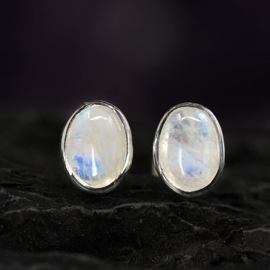 Rainbow Moonstone Stud earrings