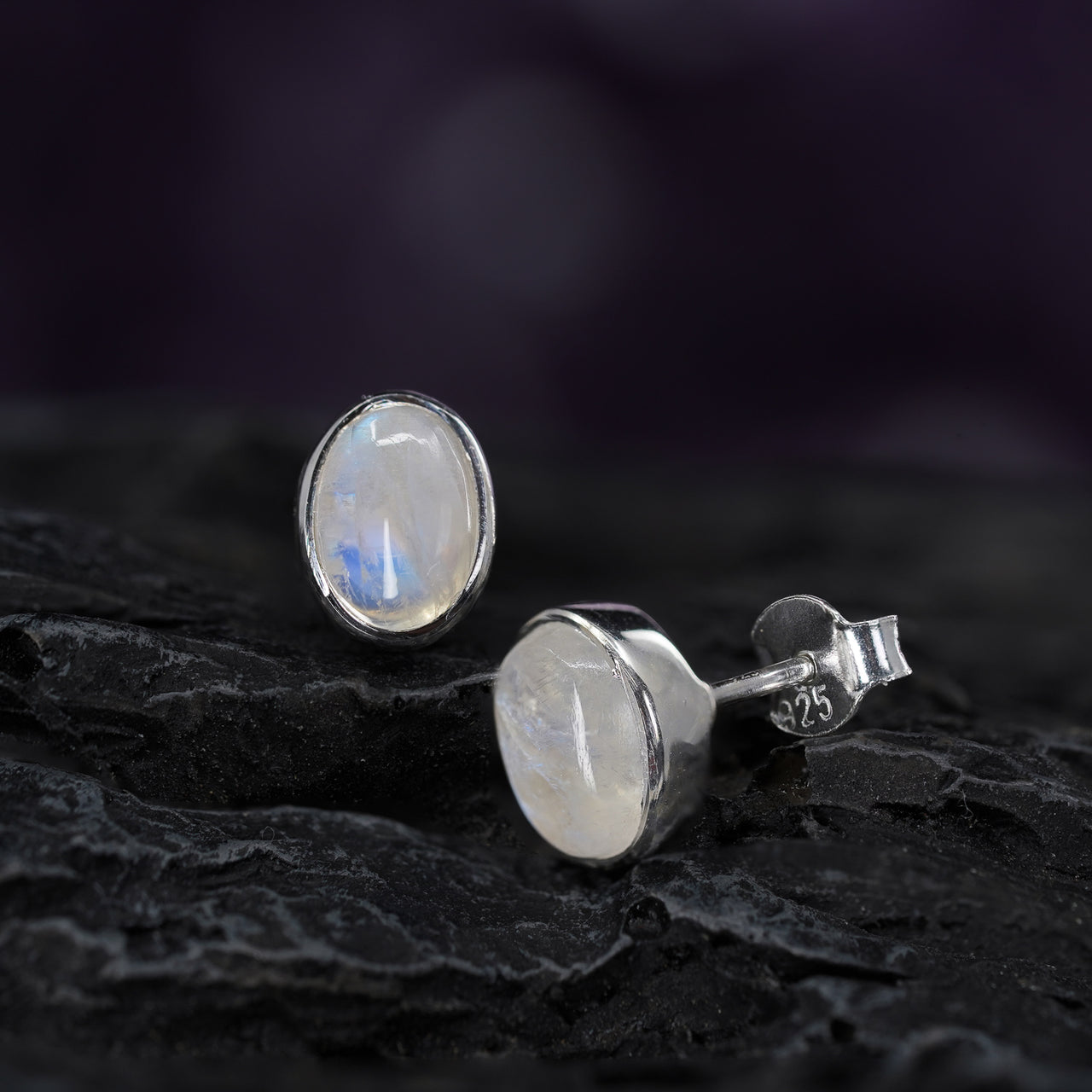 Rainbow Moonstone Stud earrings