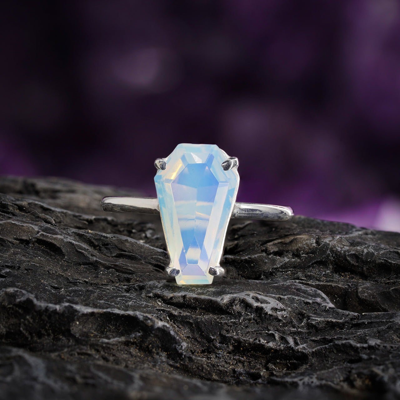 Gemstone Coffin Ring