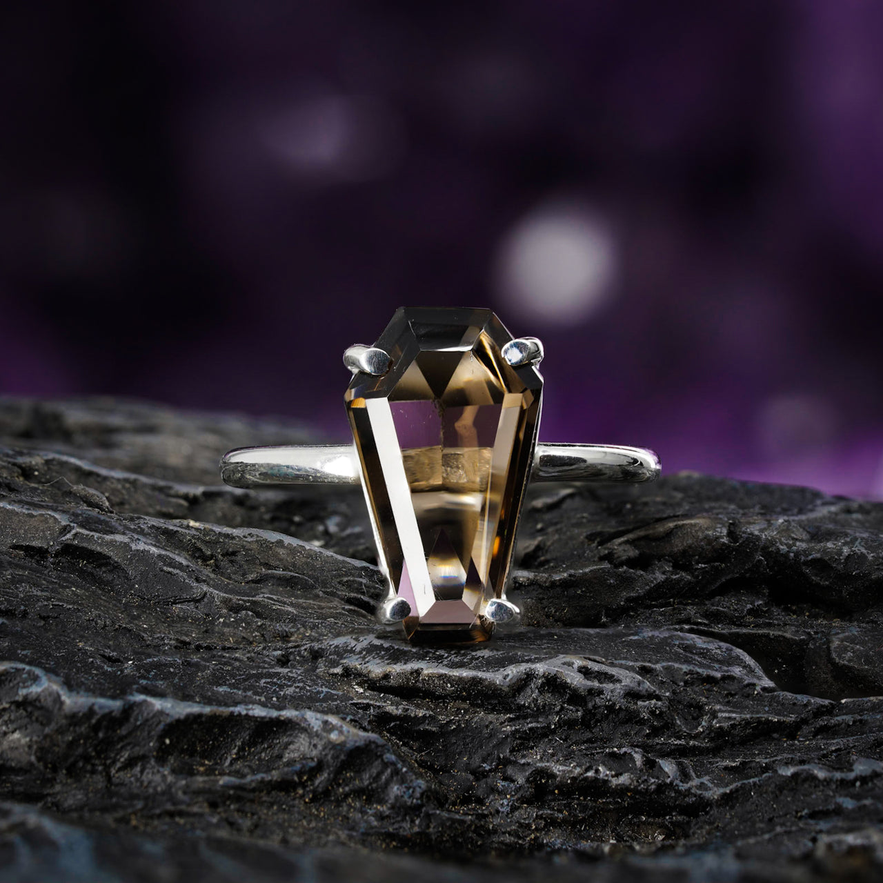 Gemstone Coffin Ring