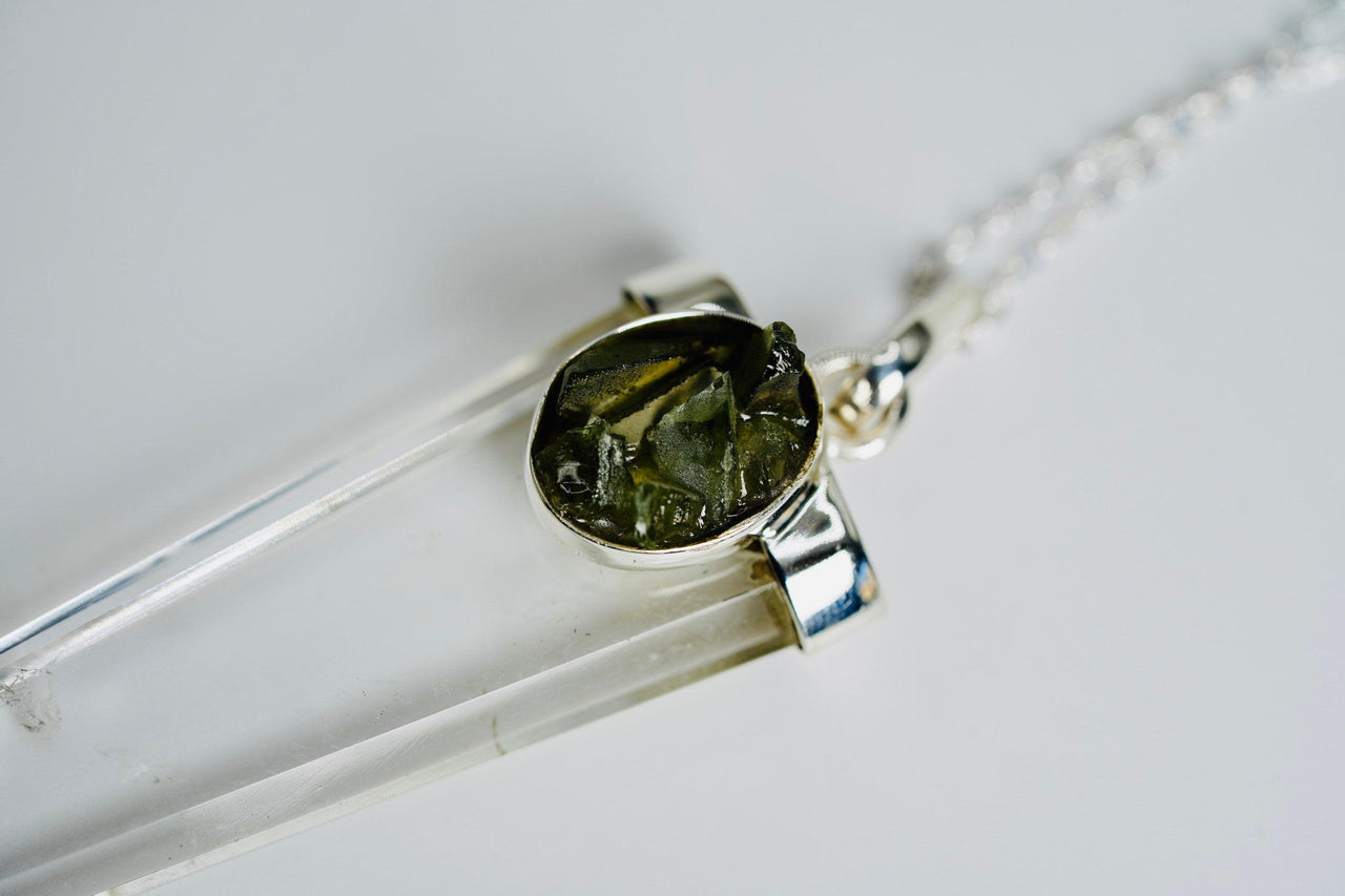 Moldavite & Clear Quartz Necklace - prettywitchyuk