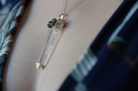 Thumbnail for Moldavite & Clear Quartz Necklace - prettywitchyuk