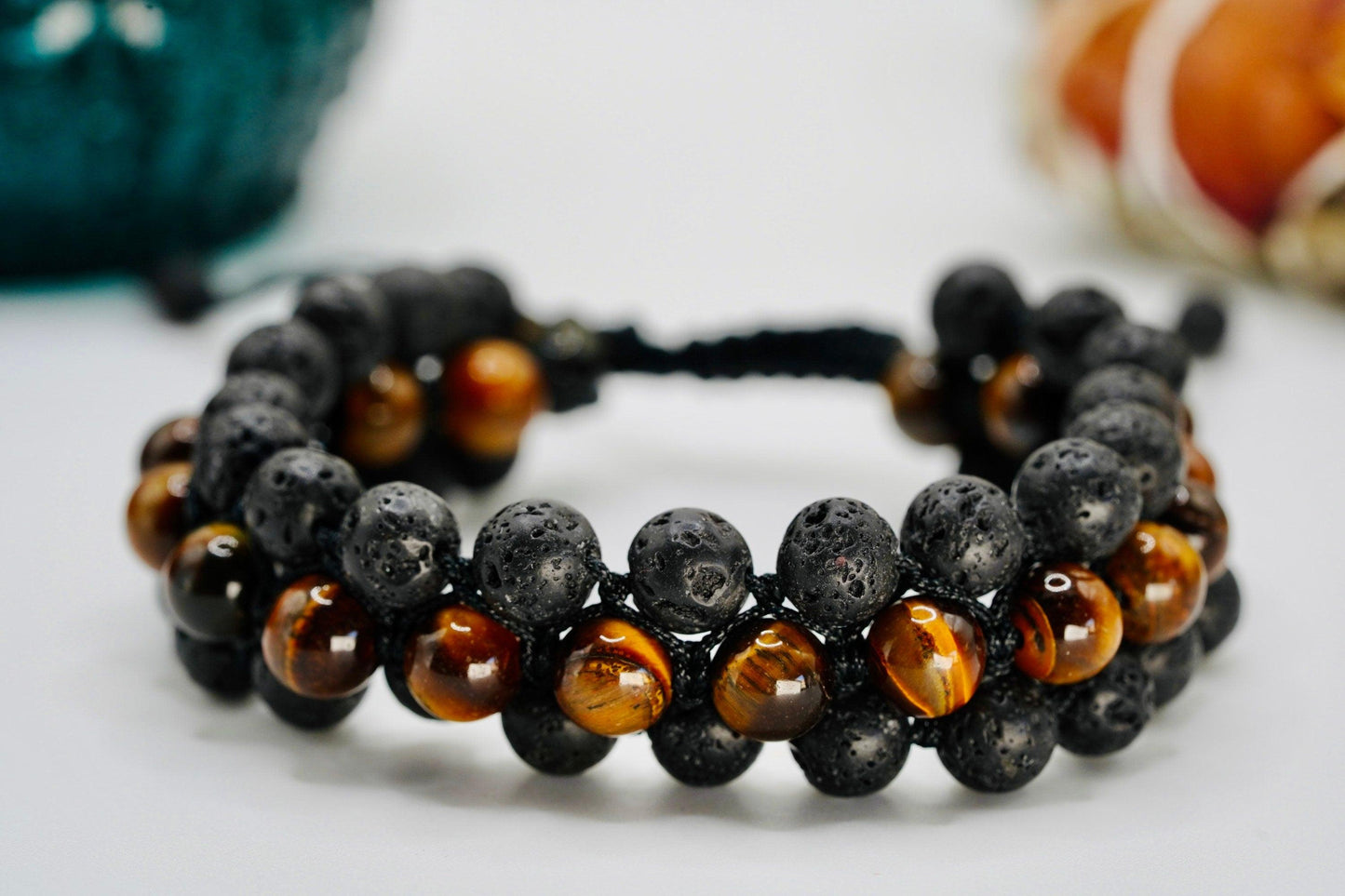 Honey Tigers Eye & Lava Stone Bracelet - prettywitchyuk