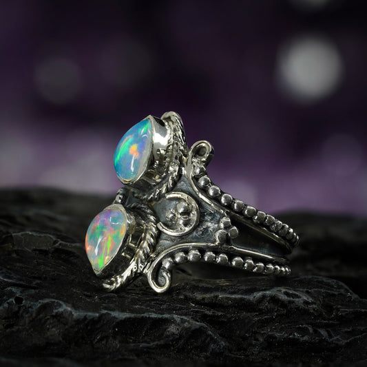 Natural Opal Twin Ring