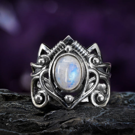 Rainbow Moonstone Witchy Ring
