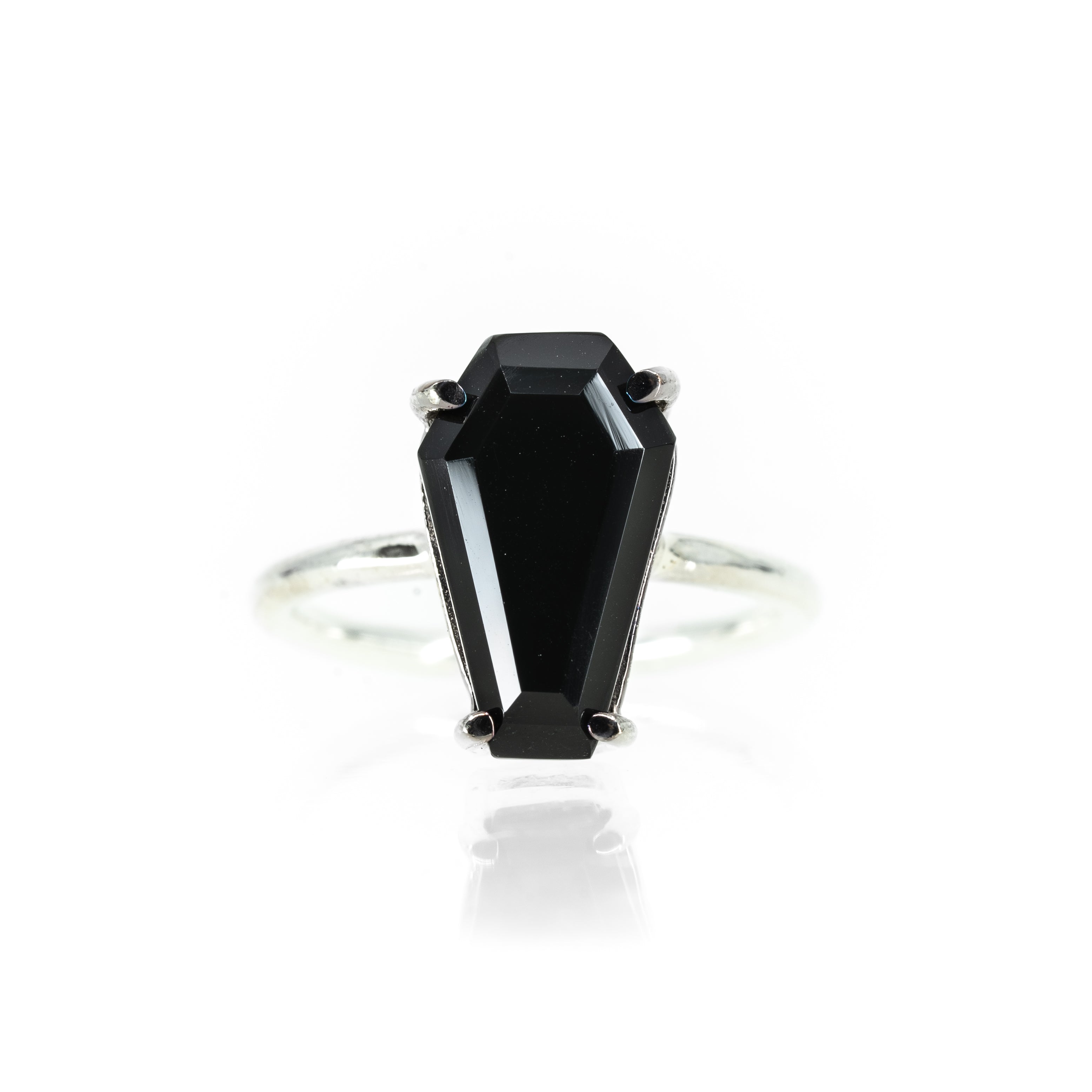 Sterling silver coffin on sale ring