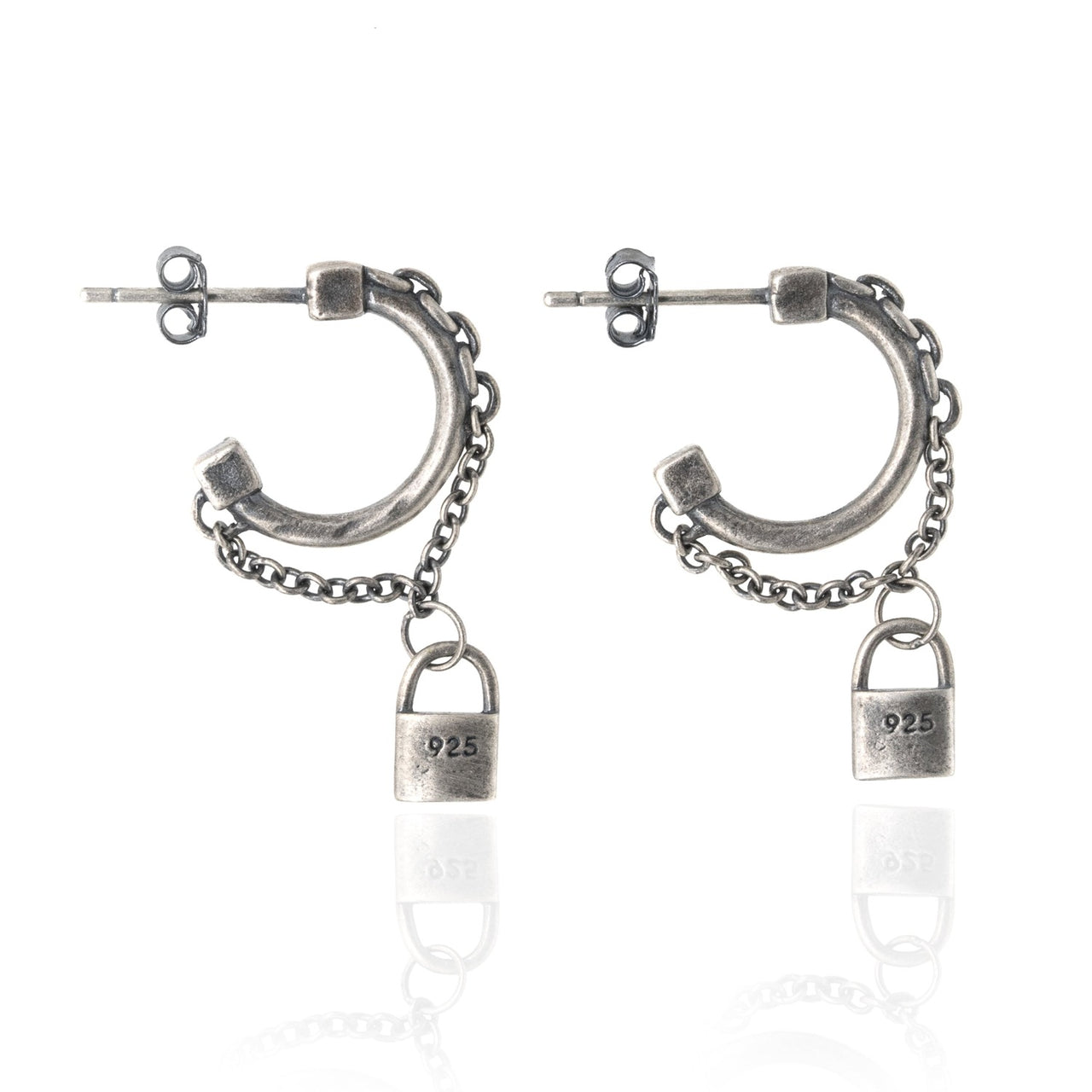 Lock & Chain Mini Hoops